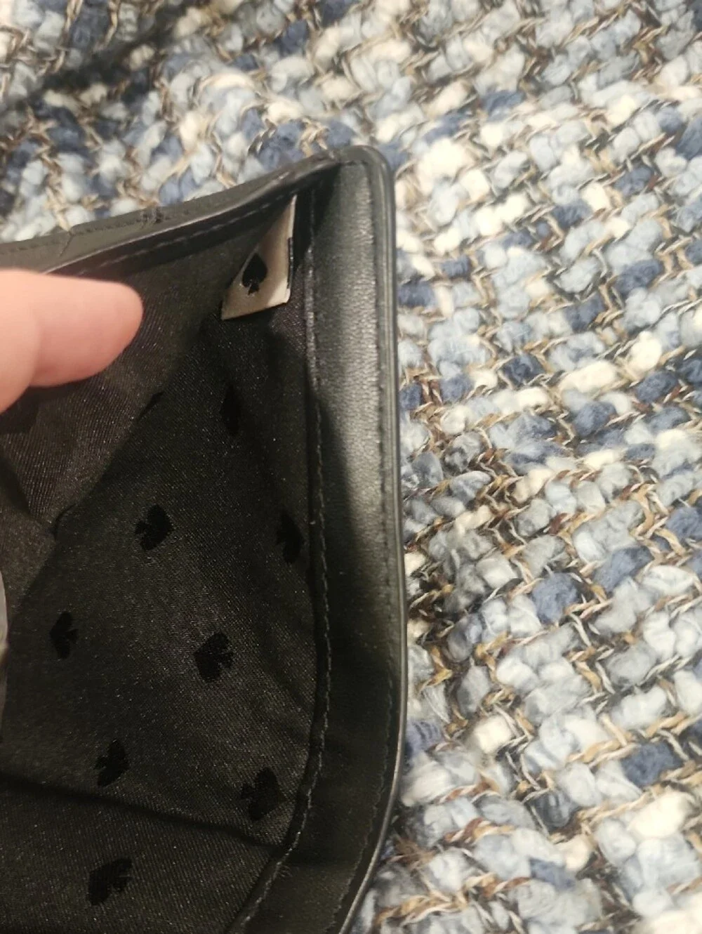 kate spade Black Pebbled Leather Zip Around Wallet with Gold Logo- Excellent